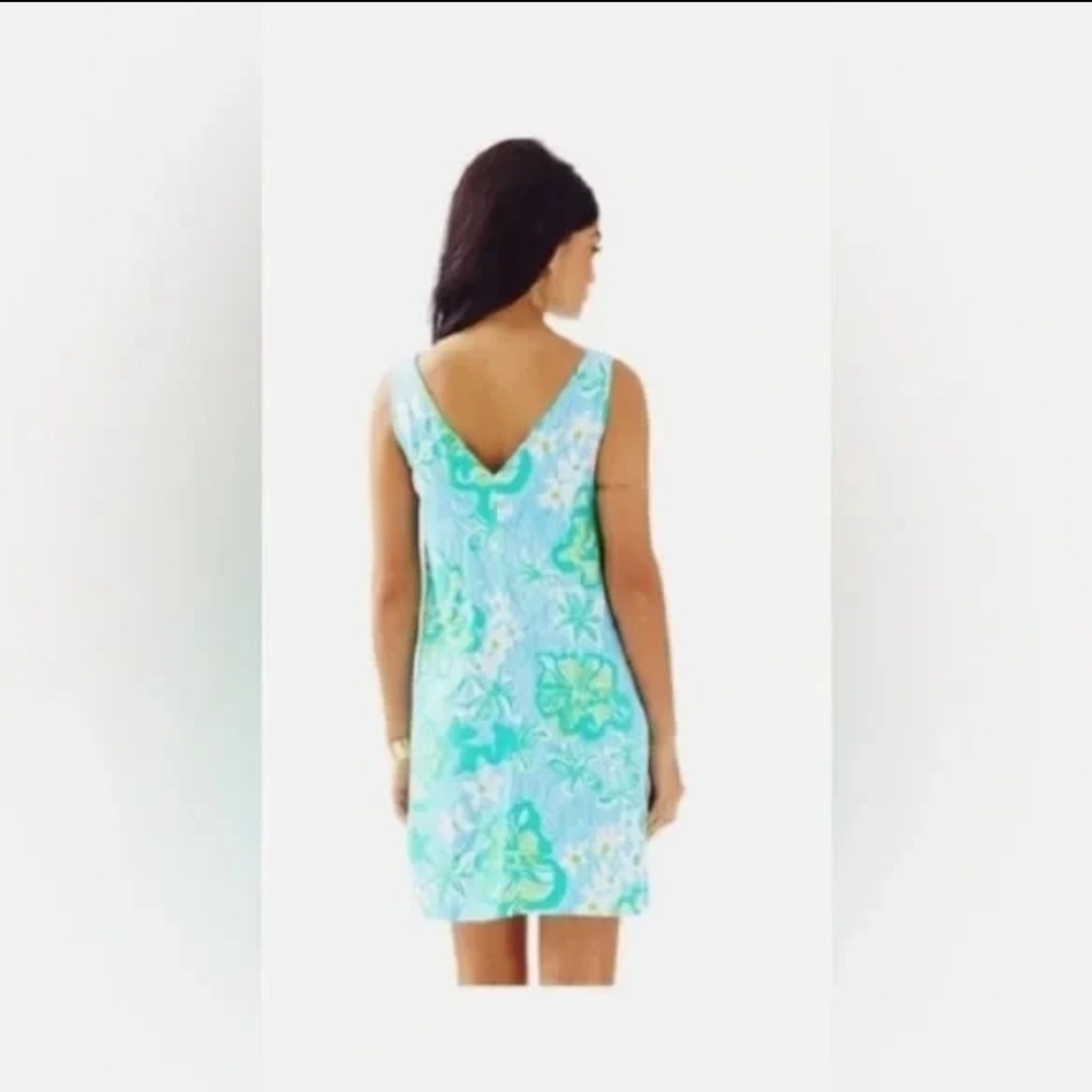 Lilly Pulitzer Calissa Lagoon Green Wave Rider V-Neck Sleeveless Casual Dress 6